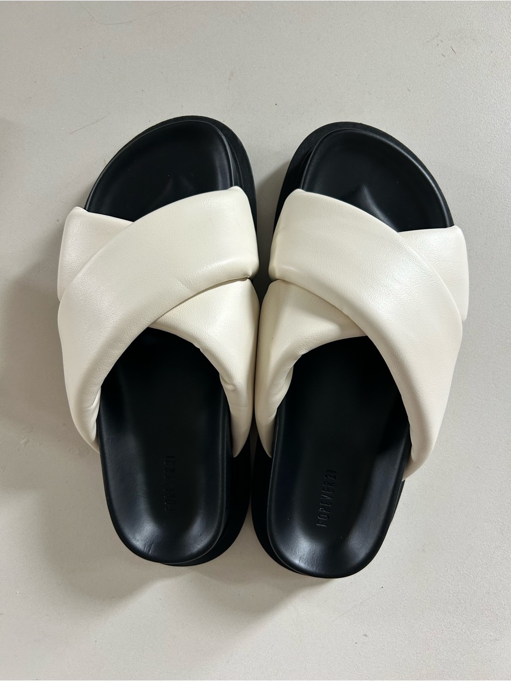 Never worn, black & white sandals.